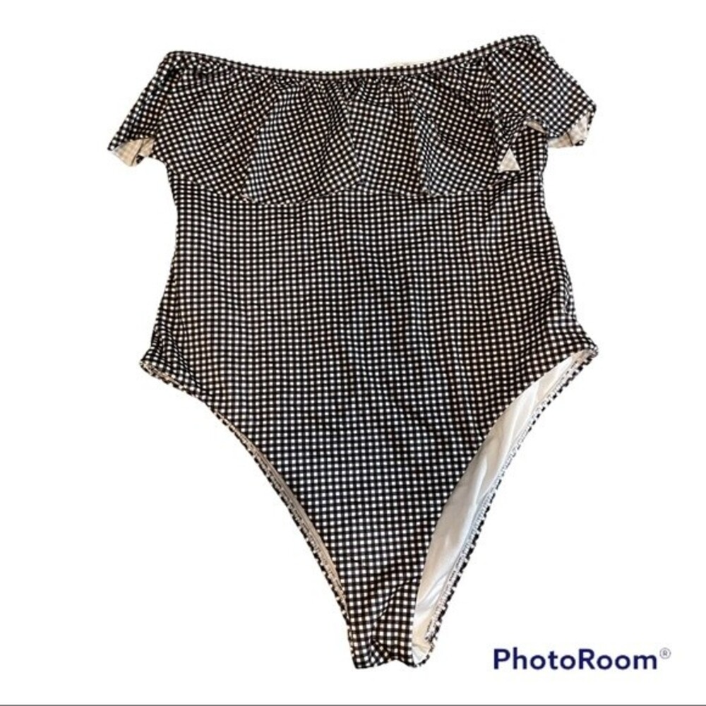 L.A. Hearts Off The Shoulder Gingham One Piece Bathing Suit Size Large (PAC Sun)